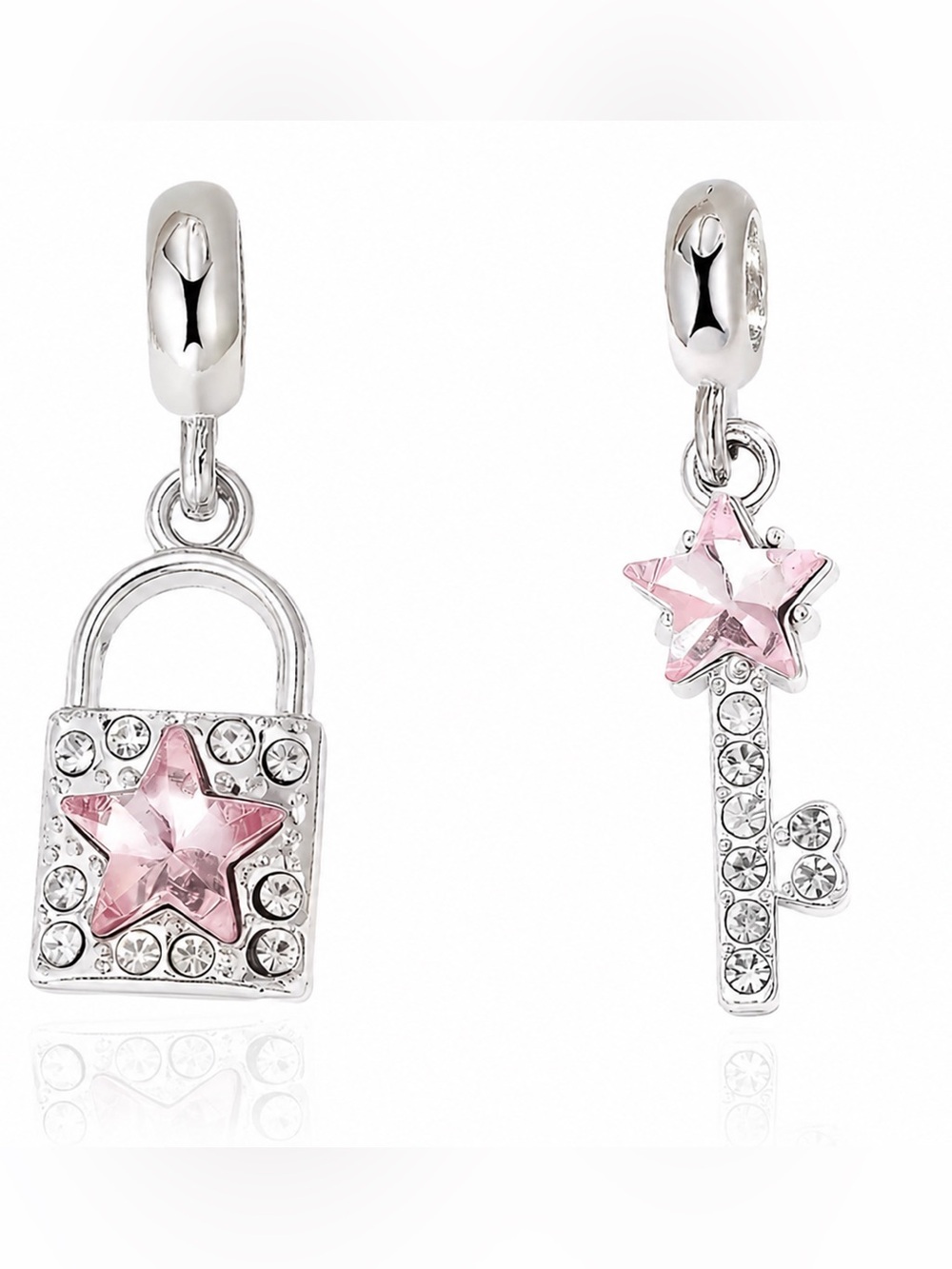Stars Lock & Key Set Charms-NEW